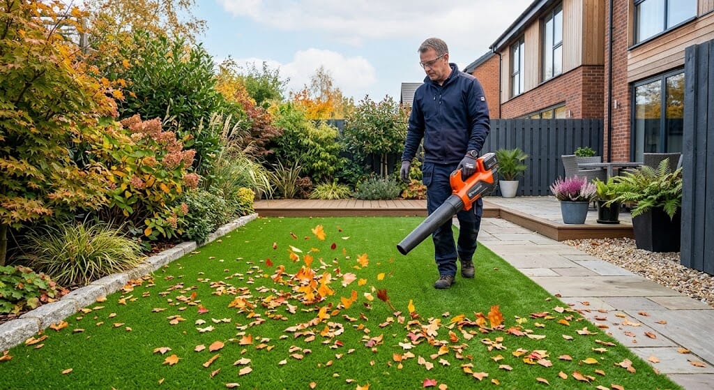 Kunstgras schoonmaken in de herfst